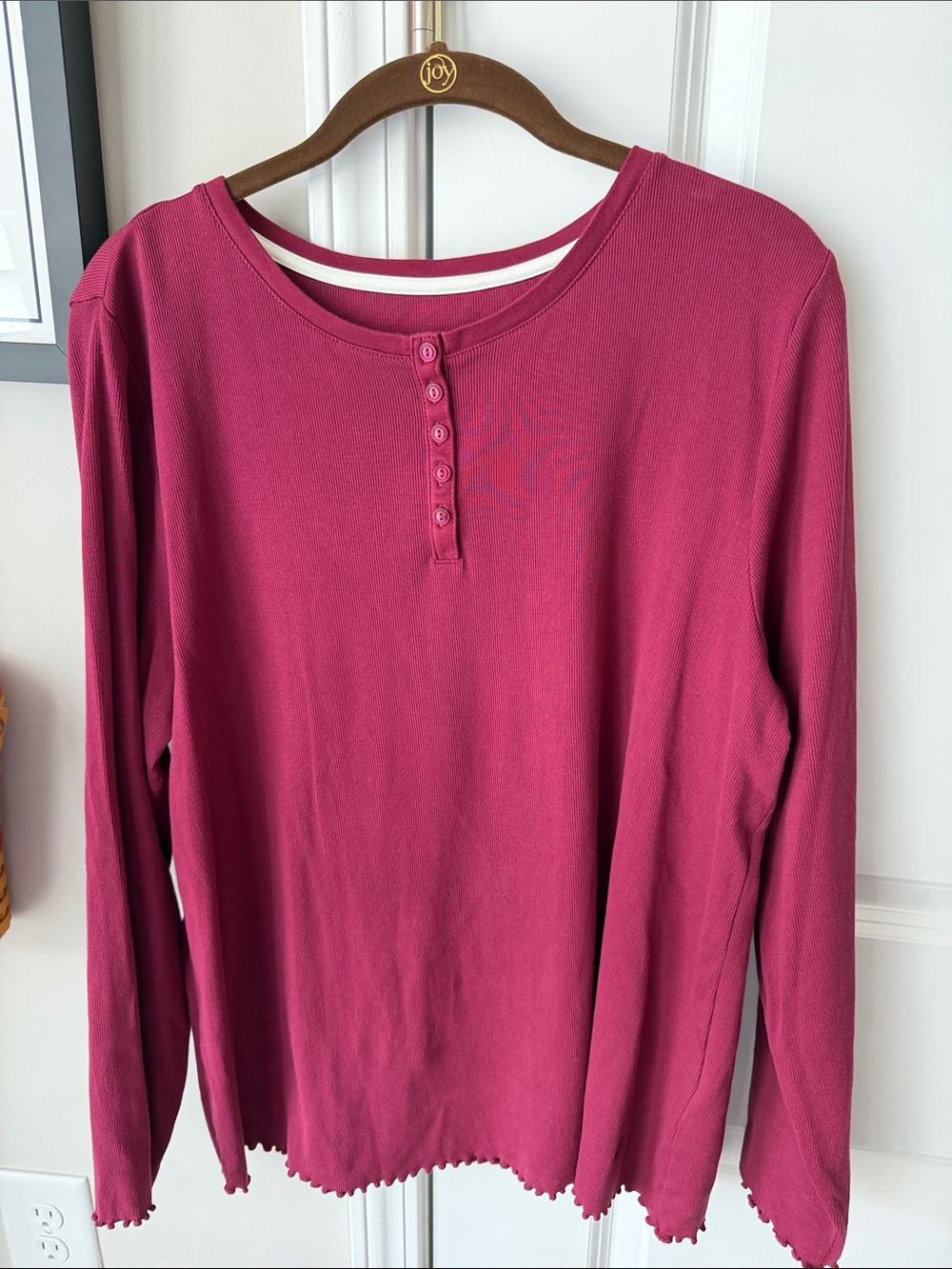 Isaac Mizrahi Long-Sleeve Henley Top in Raspberry - Women